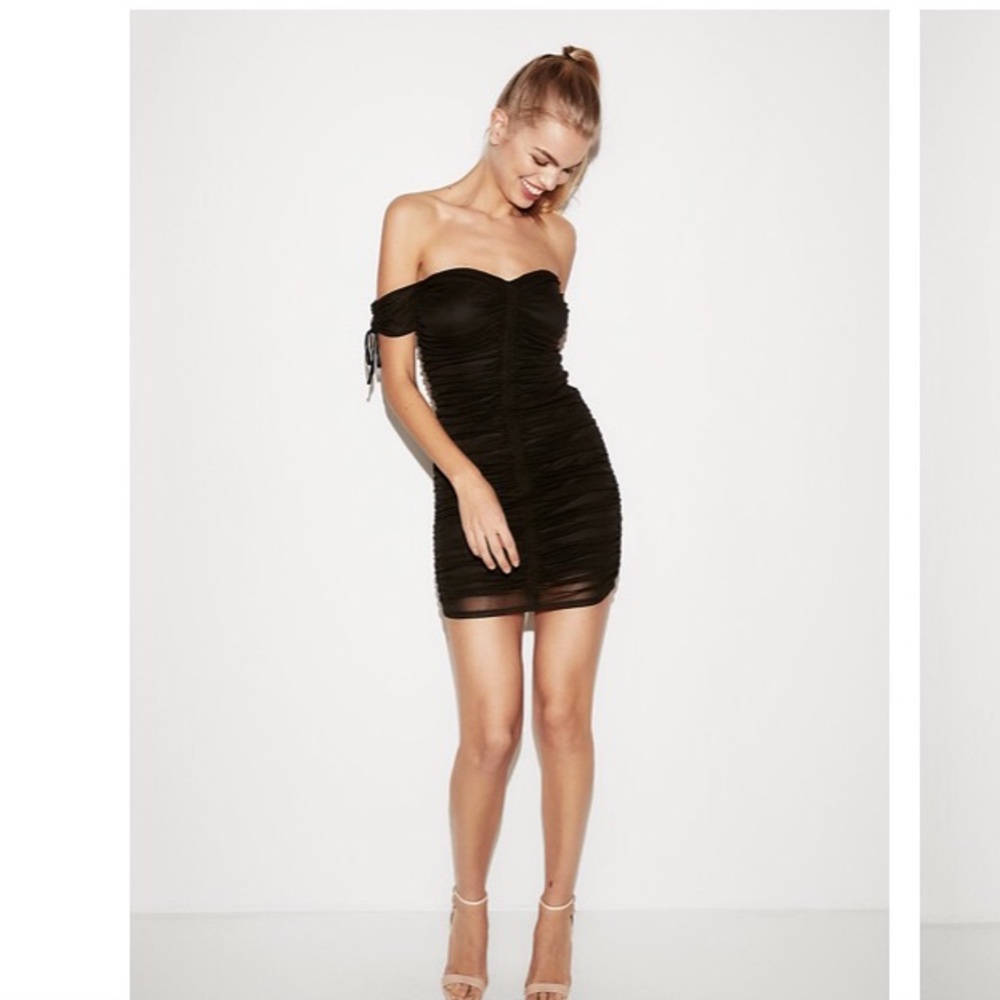 DRAPED OFF SHOULDER MINI DRESS